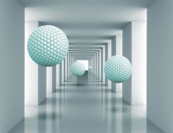 Фотообои 3D Бирюзовые шары в тоннеле