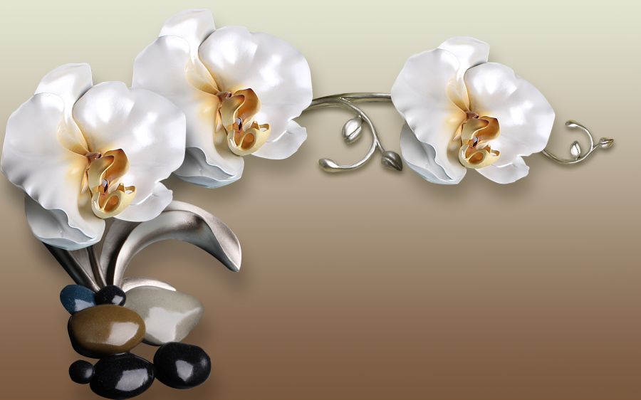 Фреска Орхидея с камушками