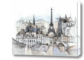 Картина Париж - графический рисунок