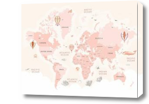 Картина Розовая карта мира