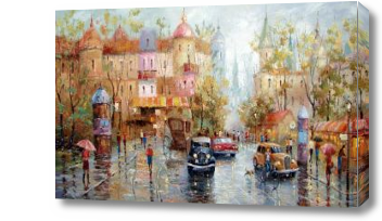 Картина акварель дождь в париже